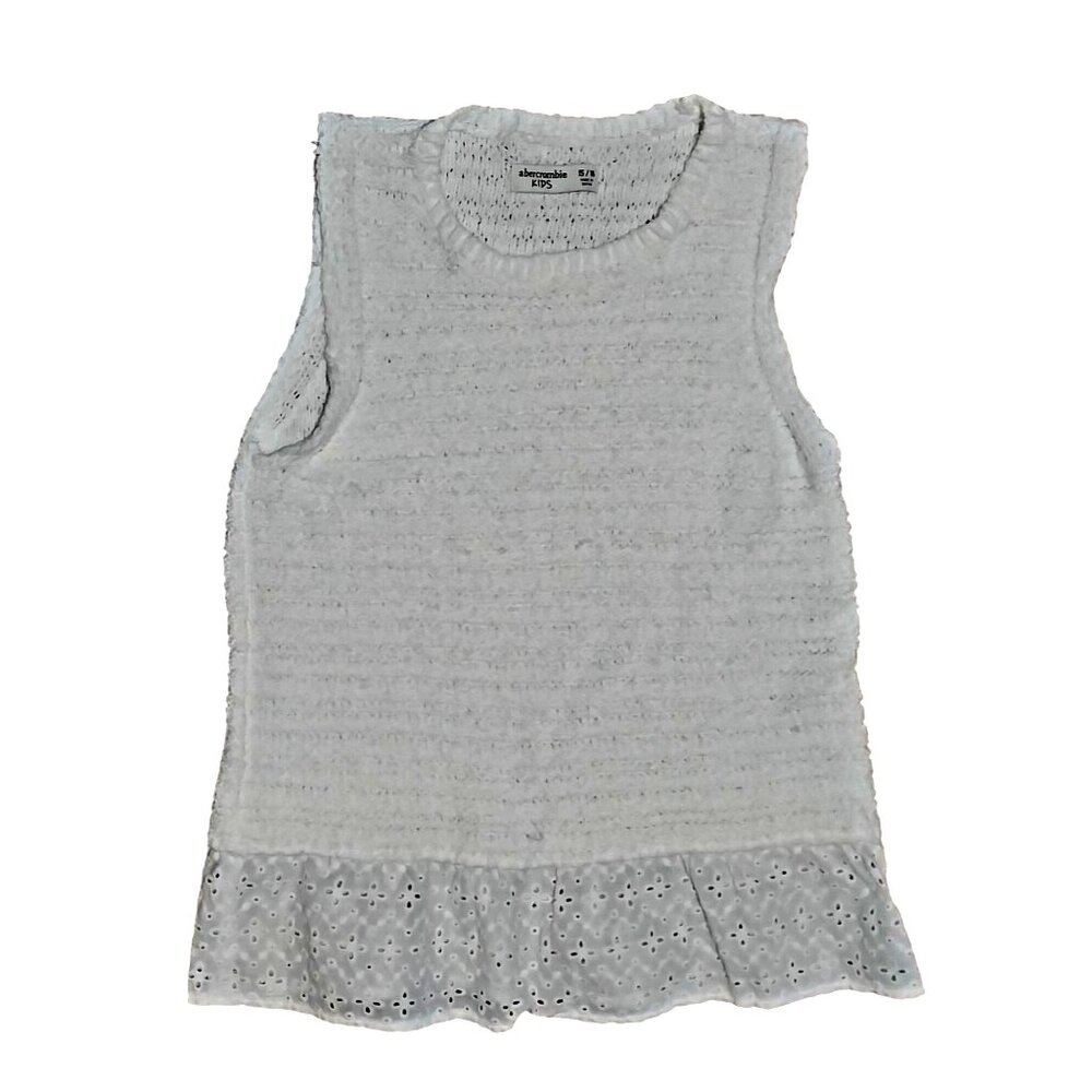 Abercrombie Kids Sleeveless White Top With Eyelet Hem Boho Resort Vacation Beach